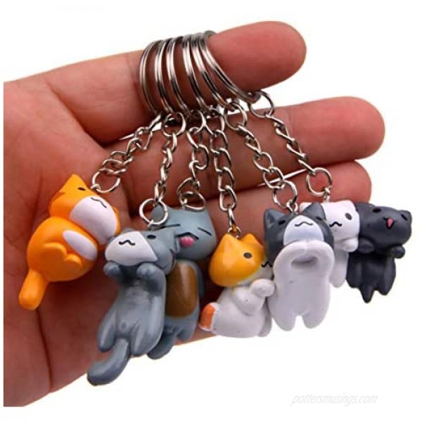 Flunyina Cat Keychains 6 Packs Features a Detachable Keyring Cute Authentic Japanese Design