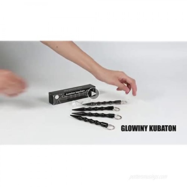 Glowiny Kubaton Keychain Aluminum Kubotan Keyring (Black 4 Packs)