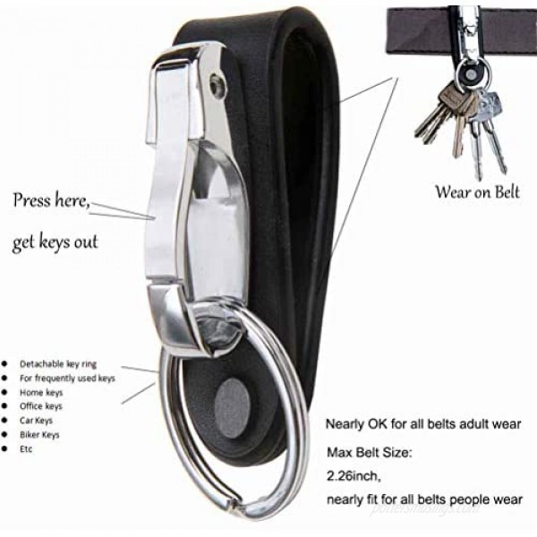 Liangery Belt Keychain Leather Belt Loop Key Holder Belt Key Chain Clips with Detachable Keyring for Men
