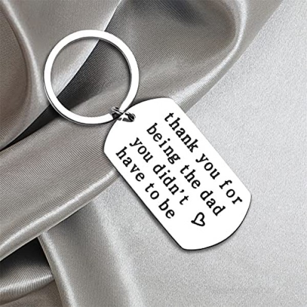 RioGree Dad Gifts for Father in law Thank You for Being the Dad You Don't Have to Be - Creative Stainless Steel Keychain Stepdad Gifts for Fathers Day Christmas Birthday Retirement Anniversary