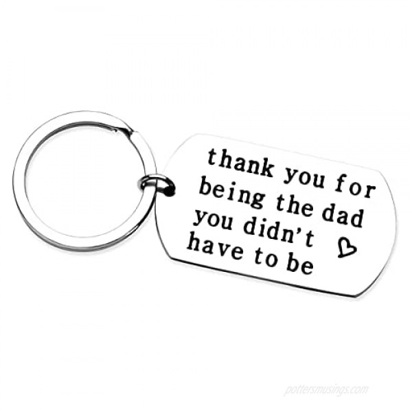 RioGree Dad Gifts for Father in law Thank You for Being the Dad You Don't Have to Be - Creative Stainless Steel Keychain Stepdad Gifts for Fathers Day Christmas Birthday Retirement Anniversary