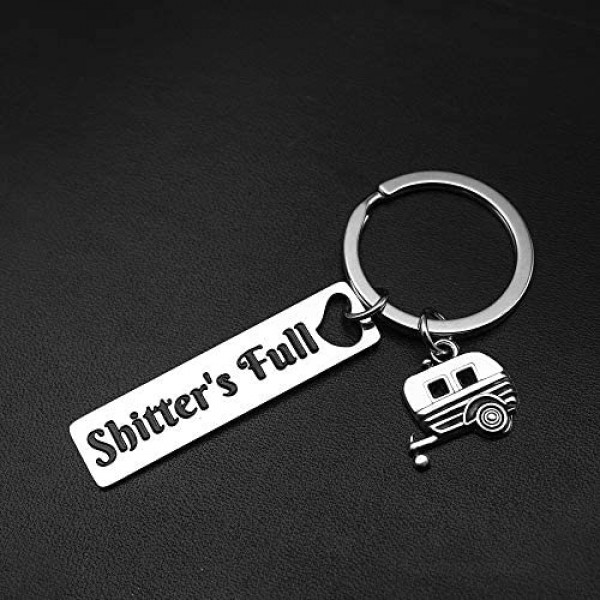 Shtter's Full Funny Keychain Gift Happy Camper RV Camping gifts Accessories for Inside Women Men for Jeep Owner Accessories Enthusiasts Wave Key Ring Trailer Christmas Vacation Jewelry