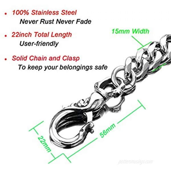 TIASRI Full Stainless Steel Anti-Lost Keychain Firm Secure Key Chain Never Rust Bend or Break