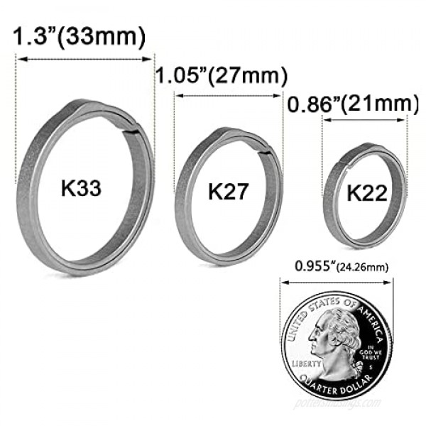 TISUR EDC Titanium Keyring Side-Pushing Designed (4-Pack) Key Chain Key Rings Holder Split Rings Group Your Keys