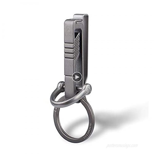 TISUR Keychains for Men Titanium Belt Loop Keychain with detachable key ring for duty belt BK1+D Ring