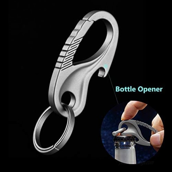 TISUR Titanium Carabiner Key Holder Quick Release Heavy Duty Bottle Opener Car Key Chain for Men（Taiji+O ring）