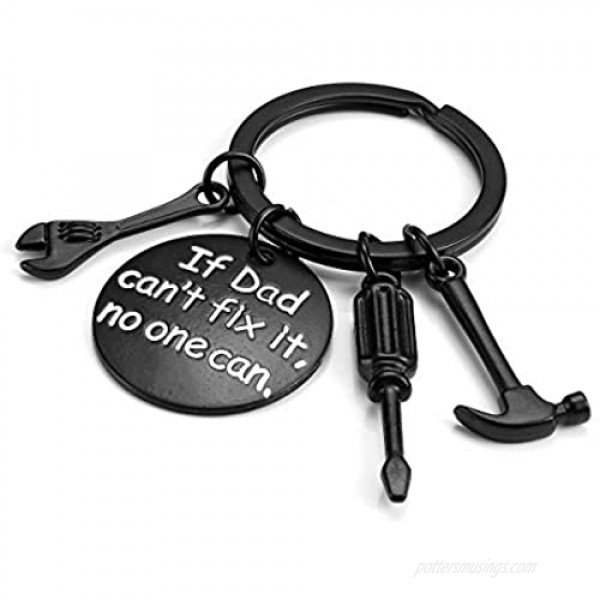 Top Plaza Father’s Day Birthday Gifts from Daughter Son Black Dad Keychain Key Rings If Dad Can’t Fix It No One Can Repair Tools Charms