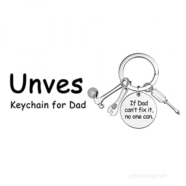 Unves Dad Keychain from Daughter Son Keychain for Dad Birthday Christmas Fathers Day Gift (If Dad Can't fix it No One Can)