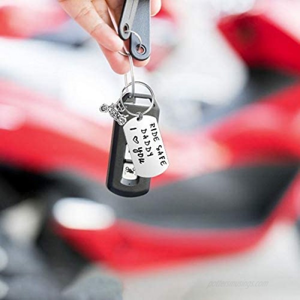 VU100 Ride Safe Daddy I Love You Keychain for Men Dad Father Grandpa Motorcycle Warm Message Wish Gifts