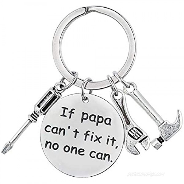 XGAKWD Father's Day Gifts for Papa Step Dad If Papa Can't Fix It No One Can Christmas Birthday Keychain for Father
