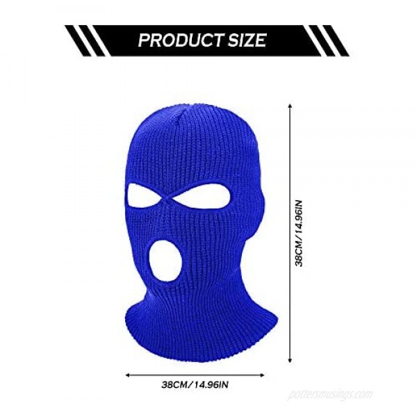2 Pieces Knitted Full Face Cover 3-Hole Ski Mask Winter Balaclava Face Mask