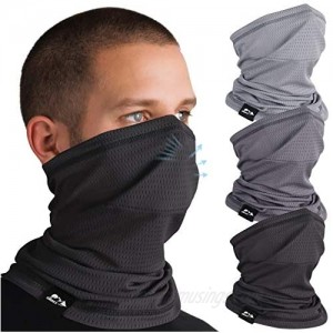 3 Pack Cooling Neck Gaiter for Men Summer Sun Dust Protection Fishing Balaclava Face Mask Scarf Running Breathable Elastic Gator Neck Face Masks Headband Bandana Face Cover Gator Mask with Filters
