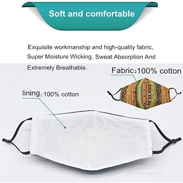 3 Packs Cotton Face Mask，Adjustable Earloop Washable and Reusable