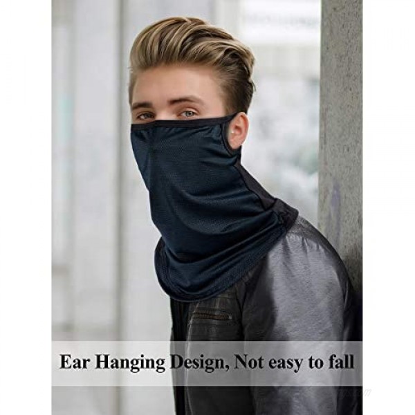 4 Pieces Bandanas Face Scarf Ear Loops Face Rave Cover Balaclava Neck Gaiter for Women Men Outdoors Sports (Gray Purple Blue Navy Blue)