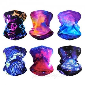 6 Pieces Cooling Neck Gaiter UV Protection Face Mask Windproof Scarf Sunscreen Breathable Bandana Balaclava