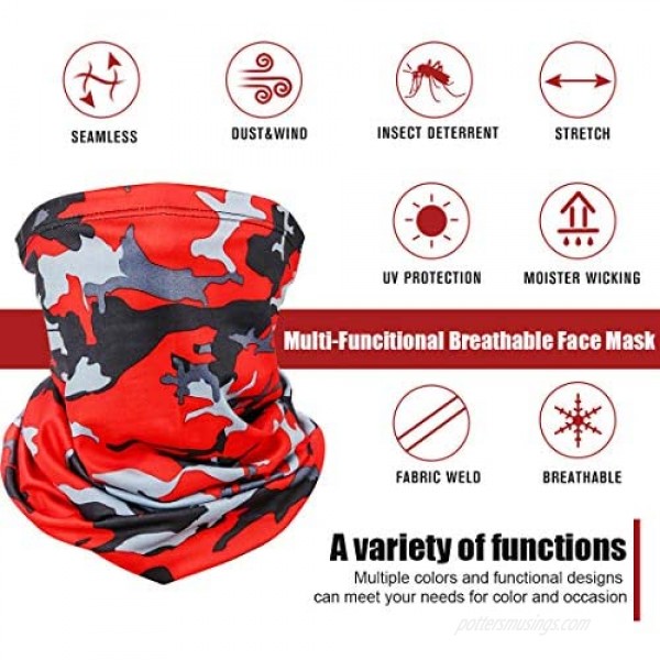 6 Pieces Sun UV Protection Face Mask Neck Gaiter Windproof Scarf Sunscreen Breathable Bandana Balaclava for Outdoor use