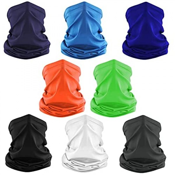 8 Pcs Cooling Neck Gaiter Breathable Face Cover Sun UV Protection Balaclava Bandana Scarf for Men Women