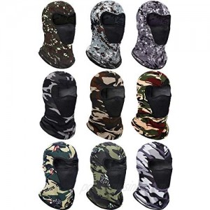 9 Pieces Summer Balaclava Face Cover Breathable Sun Dust Protection Neck Gaiter Scarf Full Face Cover for Outdoor Activities (Camouflage)