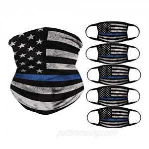 American Flag Bandana  5 pcs Reusable Covering and 1 Seamless Face Scarf  Breathable Balaclava for Outdoor  Sports