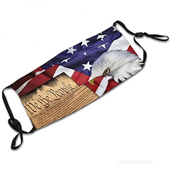American Flag Patriotic Usa Bald Eagle And Book Face Mask With Filter Pocket Washable Reusable Face Bandanas Balaclava With 2 Pcs Filters