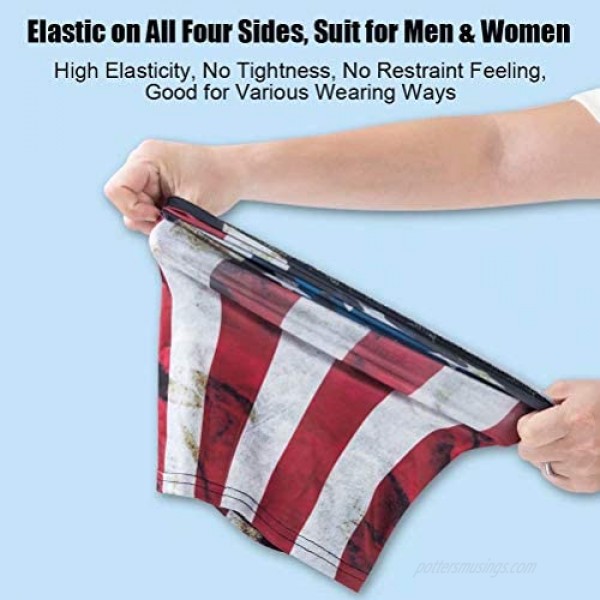 American US Flag Face Bandana Sun UV Dust Protection Reusable Washable Cloth Fabric Tube Scarf Neck Gaiter Breathable Motorcycle Running Hiking Cycling Balaclava Headwear for Men Women-B(3 Pack)