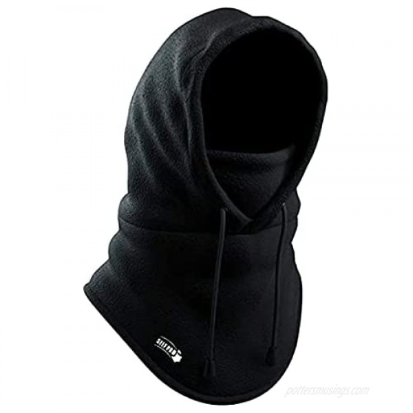 Balaclava Fleece Hood - Windproof Face Ski Mask - Ultimate Thermal Retention & Moisture Wicking with Performance Soft Fleece Construction Black One Size