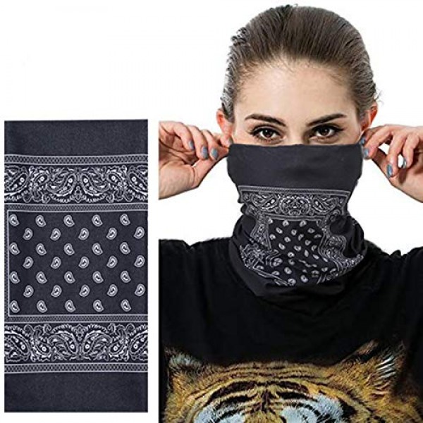 Bandanas Mask Outdoor Seamless Neck Gaiter Paisley Magic Headband Scarf Face Cover for Dust Wind High Elastic Multi Headwear with UV Resistance for Cycling Yoga Hiking Fishing Pack of 6