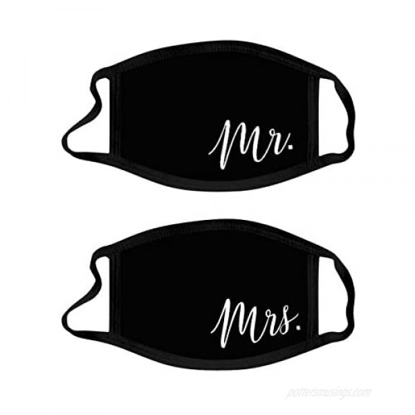 Couples Groom Bride Mr&Mrs Wifey Hubby Face Mask Set of 2 Washable Reusable Mask