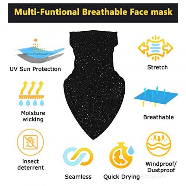 Face Mask Reusable Washable Cloth Bandanas Women Men Neck Gaiter Cover Ear Loops