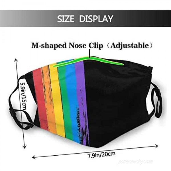 LGBT Gay Pride Face Mask Rainbow Mask Comfortable Balaclavas Reusable Bandana Adjustable Scarf for Adult (with 2 Filters)