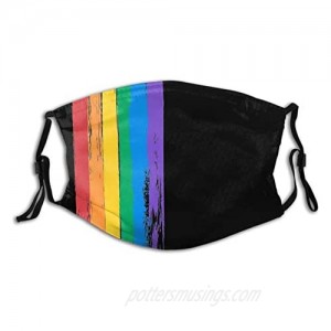 LGBT Gay Pride Face Mask  Rainbow Mask Comfortable Balaclavas Reusable Bandana Adjustable Scarf for Adult (with 2 Filters)