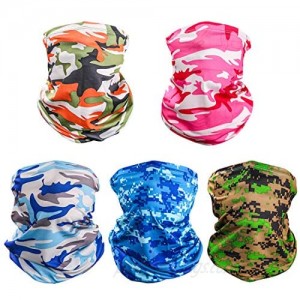 LUOLIIL VOE Neck Gaiter UV Face Mask for Dust and Sun Protection Multifunctional Summer Balaclava Headband Face Scarf for Fishing Hiking Cycling & Hiking 5 in 1 Women Men (Camouflage (5 Pack)) …