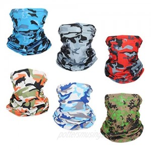 Outdoor Sun UV Protection Face Mask Neck Gaiter Windproof Scarf Sunscreen Breathable Bandana Balaclava (6 Pack-COLORS1)