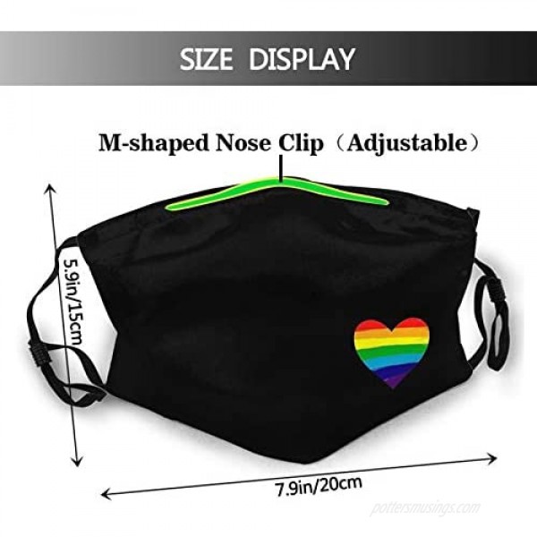 Rainbow Pulse Hearbeat Lgbt Face Mask Unisex Balaclava Mouth Cover With Filter Windproof Dustproof Adjustable