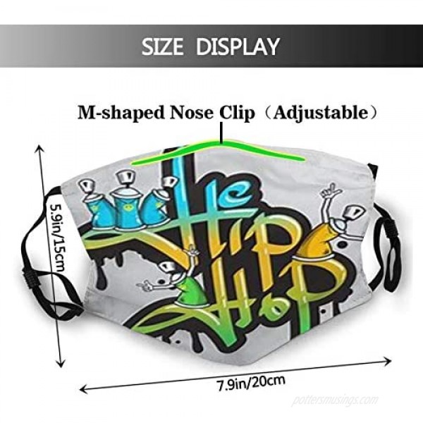 Rock Rap Hip Hop Face Mask Reusable Washable Balaclava with 2 Pcs Filters