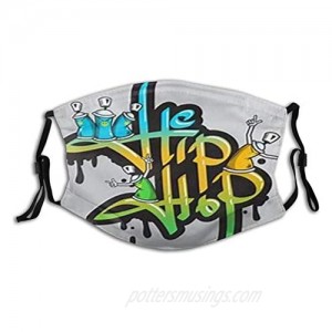 Rock Rap Hip Hop Face Mask Reusable Washable Balaclava with 2 Pcs Filters