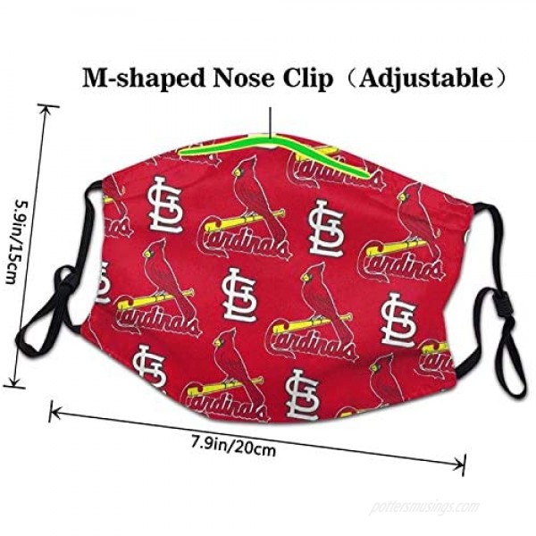 St. Louis Base-ball Card-Inals Reusable Face Mask Balaclava Windproof Men's Women's Dustproof Anime Face Shield With Adjustable Elastic Strap