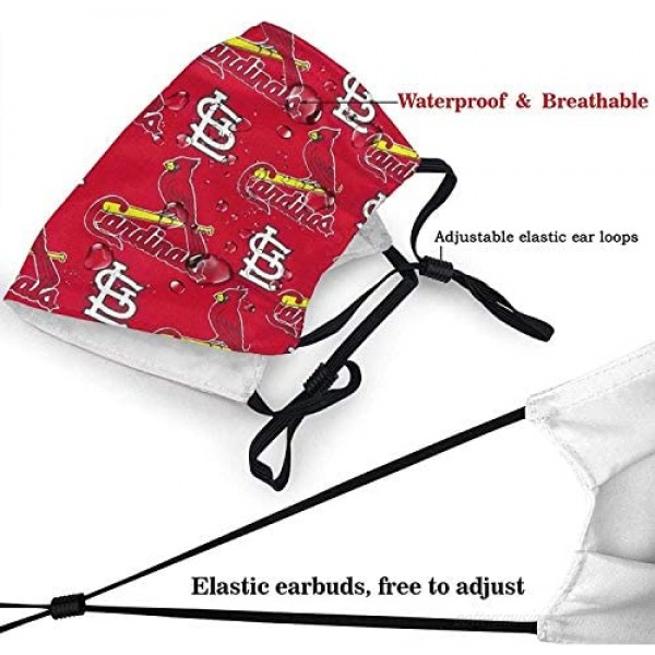 St. Louis Base-ball Card-Inals Reusable Face Mask Balaclava Windproof Men's Women's Dustproof Anime Face Shield With Adjustable Elastic Strap