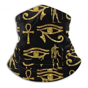 TLZYBN Ancient Egyptian Ankh Gold Unisex Microfiber Neck Warmer Headwear Face Scarf Mask for Winter Cold Weather Mask Bandana Balaclava Balck One Size