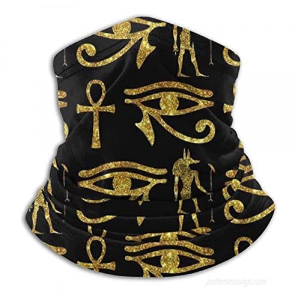 TLZYBN Ancient Egyptian Ankh Gold Unisex Microfiber Neck Warmer Headwear Face Scarf Mask for Winter Cold Weather Mask Bandana Balaclava Balck One Size
