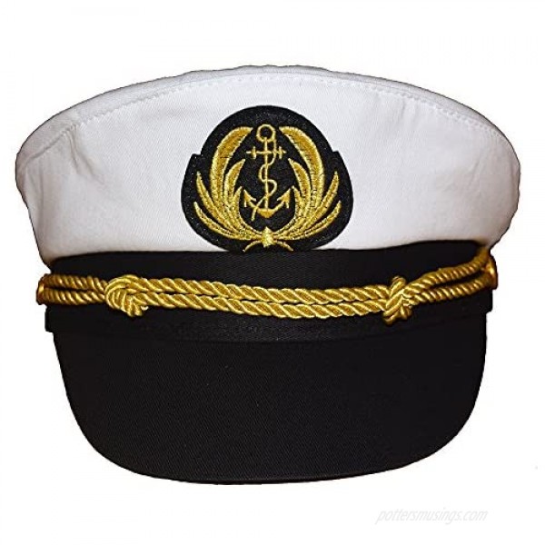 Admiral Captain Yacht Hat Snapback Gold Embroidery Anchor Skippers Cap for Party