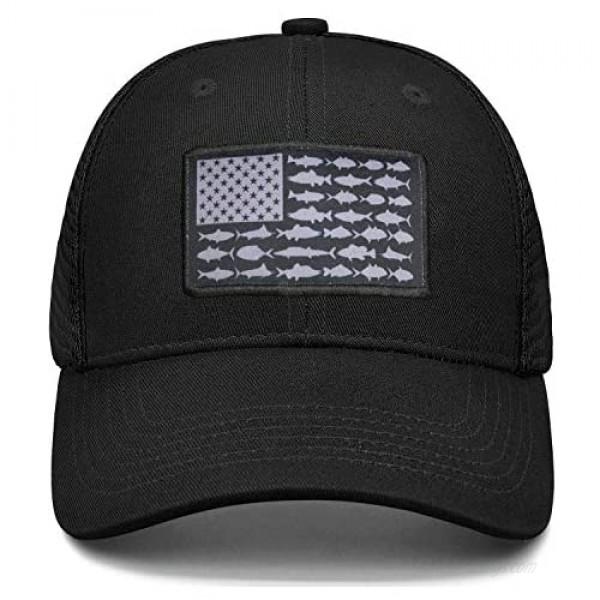 American Fish Flag Trucker Hats - Fishing Gifts for Men - Outdoor Snapback Fishing Hats Perfect for Camping and Daily Use