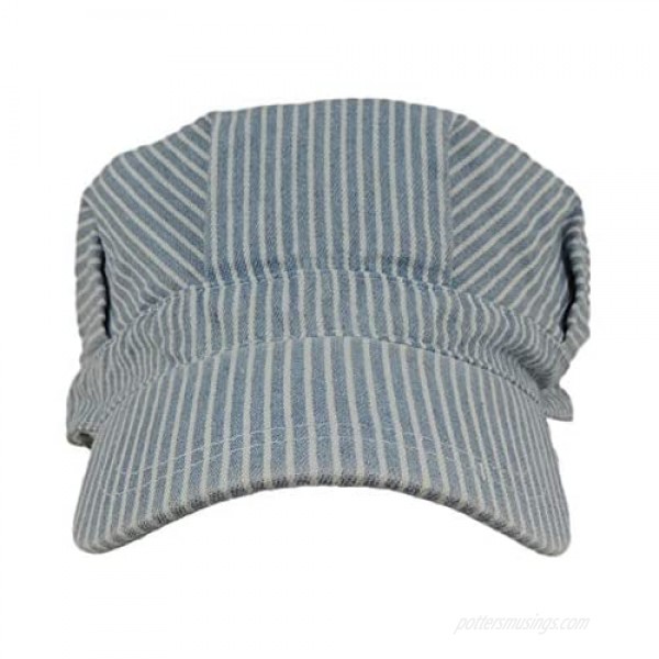 Blue and White Railroad Engineer Train Conductor Adult Hat