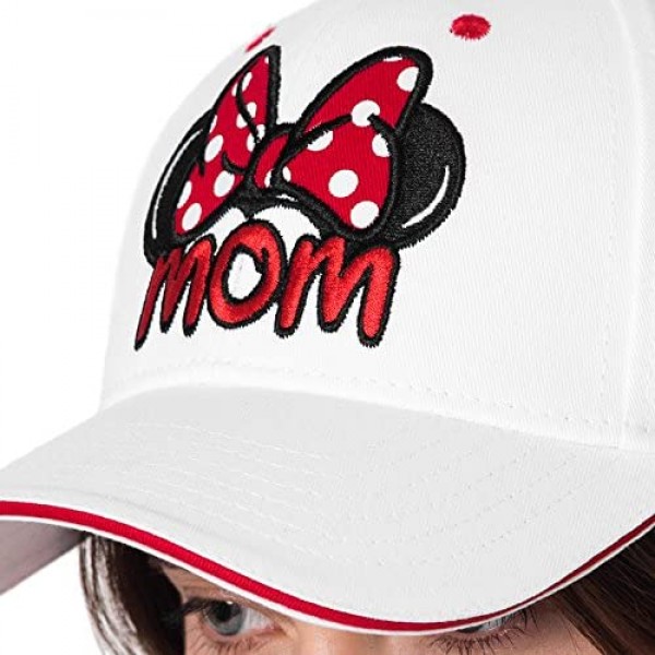Disney Set Mickey & Minnie Hats Baseball Cap Men's Women's 2 Pack (White MOM & Grey DAD)