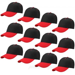Falari Wholesale 12-Pack Baseball Cap Adjustable Size Plain Blank Solid Color