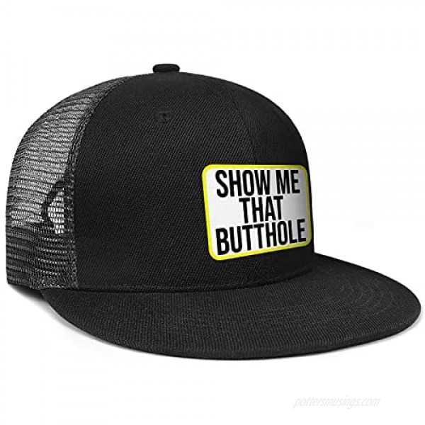 LGBTQ Rainbow Show Me That Butthole Trucker Hat for Men Women Flat Bill Cap
