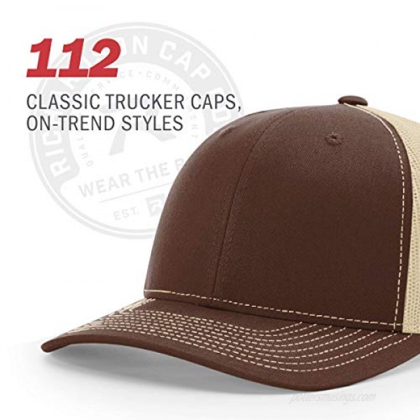 Richardson Unisex 112 Trucker Adjustable Snapback Baseball Cap Solid Black One Size Fits Most