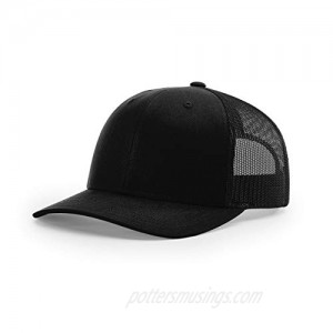 Richardson Unisex 112 Trucker Adjustable Snapback Baseball Cap  Solid Black  One Size Fits Most