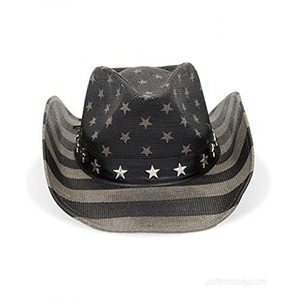 American Flag Cowboy Hat for Men and Women Western Costume (Grey Unisex)