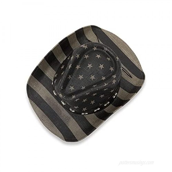 American Flag Cowboy Hat for Men and Women Western Costume (Grey Unisex)